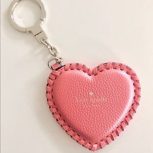 Kate Spade Coral Whipstitch Heart Key Chain NEW